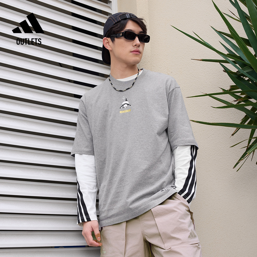 阿迪达斯男女休闲纯棉圆领短袖T