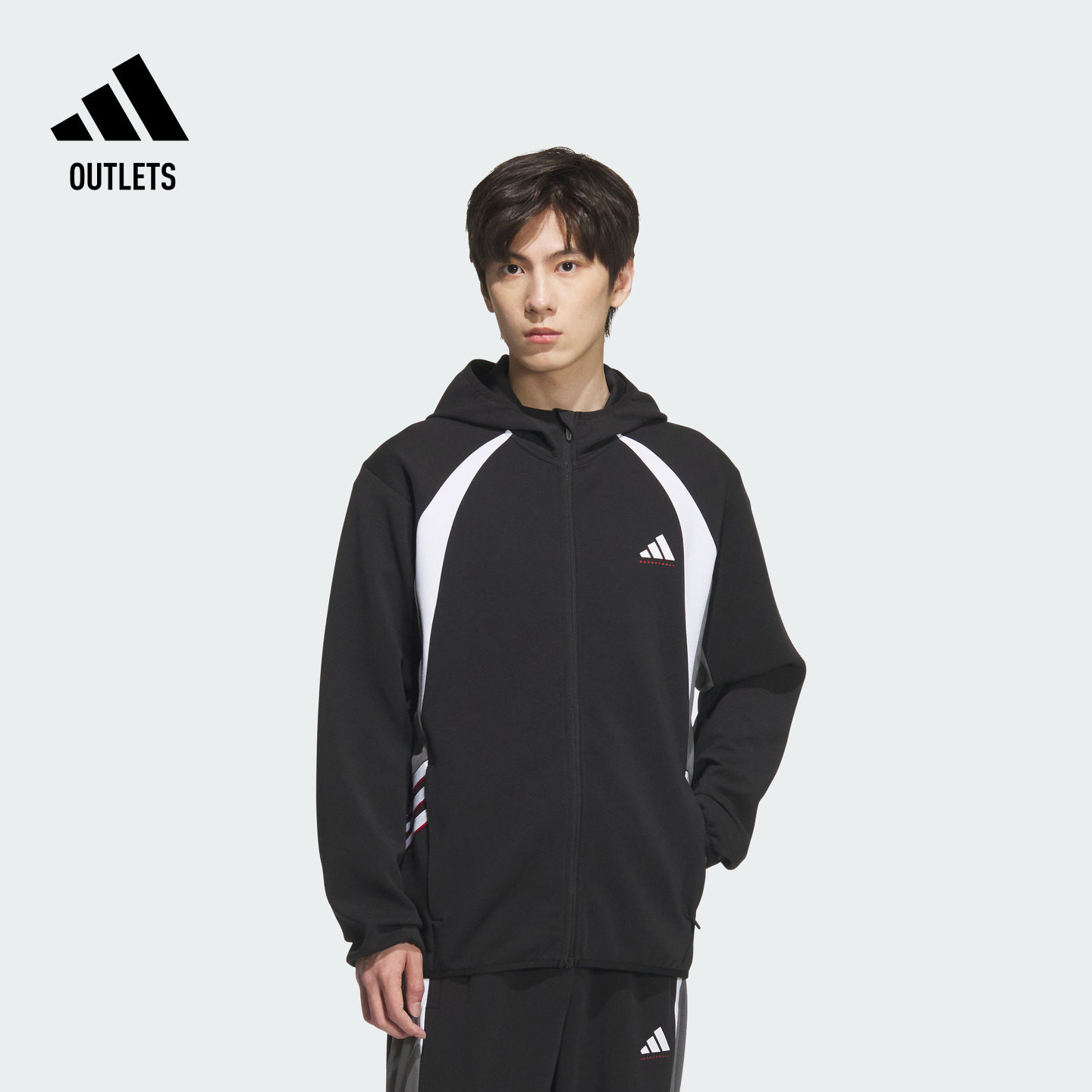 简约宽松廓形拼接连帽篮球运动夹克外套男装adidas阿迪达斯官方,运动服/休闲服装,运动茄克/外套,淘宝优惠券,粉丝福利购,淘宝优惠卷