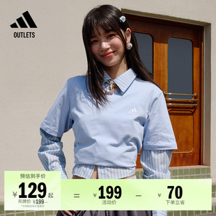 情侣款 T恤男女adidas阿迪达斯轻运动 纯棉休闲上衣圆领短袖