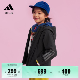 男女小童拒水舒适梭织休闲连帽夹克外套adidas阿迪达斯轻运动
