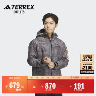 国家地理联名防风防水透湿透汽连帽冲锋衣男adidas阿迪达斯TERREX
