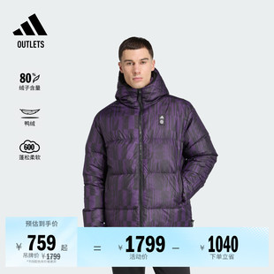 曼联足球休闲文化双面穿连帽保暖鸭绒羽绒服男装冬adidas阿迪达斯