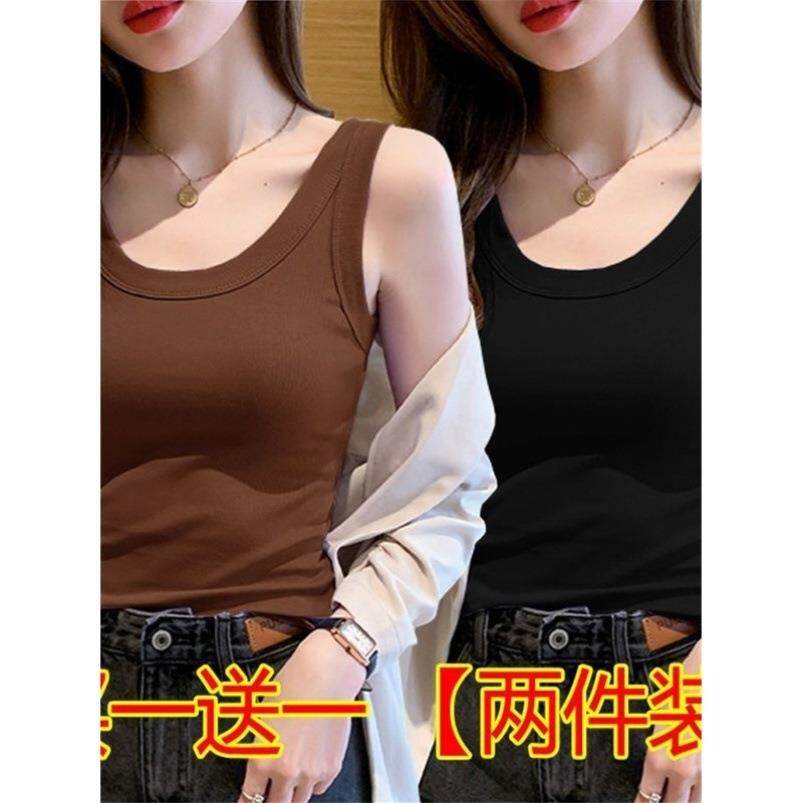 纯棉打底衫吊带背心女黑色内搭白色外穿春夏秋季瑜伽无袖大码上衣