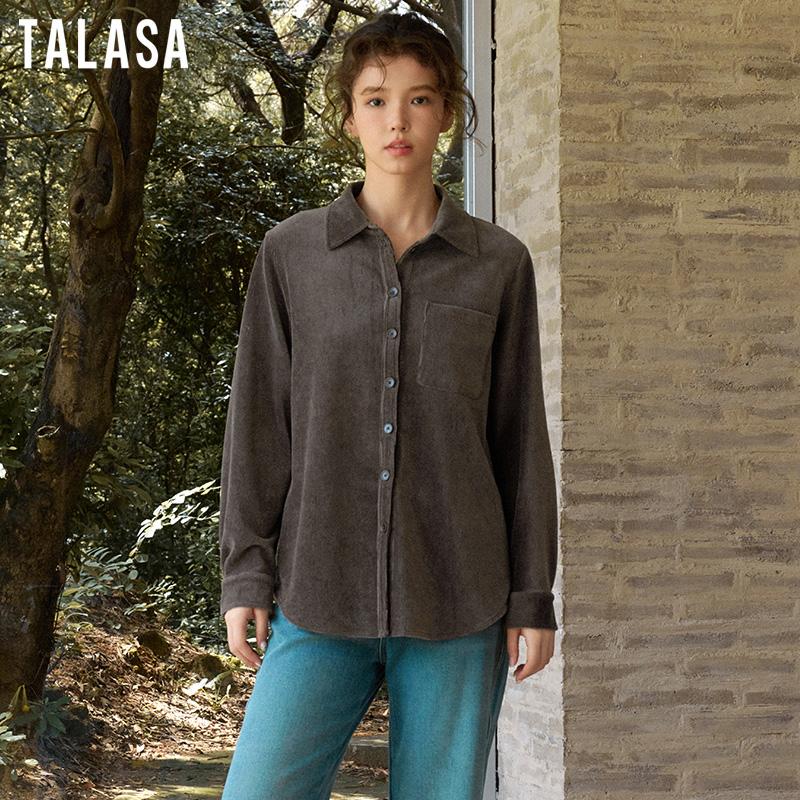 长袖灯芯绒衬衫TALASA宽松复古