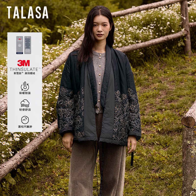 TALASA原创刺绣设计复古棉服外套