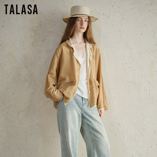 TALASA丝棉两面穿短外套女新款