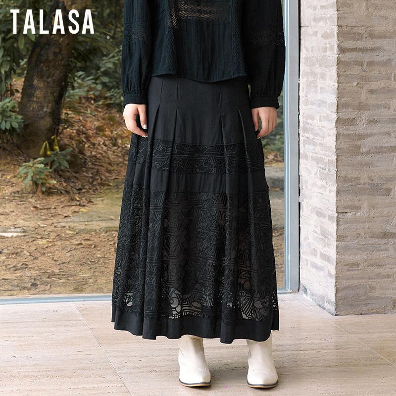 蕾丝拼接半身裙TALASA高腰长裙