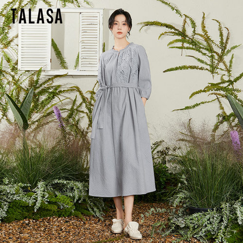 TALASA文艺气质棉刺绣设计A字裙