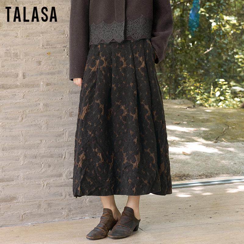 TALASA商场同款磨毛半身裙2025年冬新款复古设计优雅时尚百搭加厚,女装/女士精品,半身裙,淘宝优惠券,粉丝福利购,淘宝优惠卷