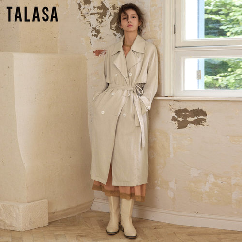 TALASA长款百搭棉麻风衣高级感
