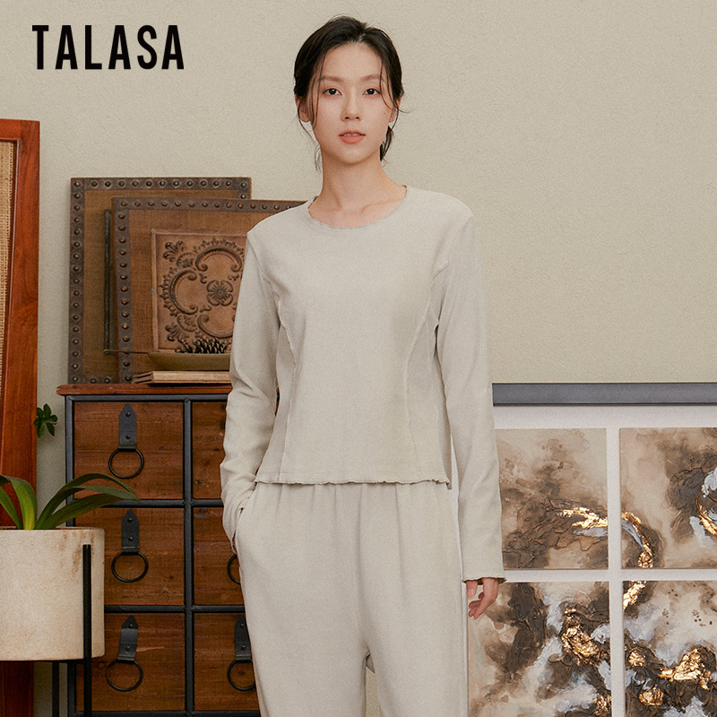 TALASA长袖T恤百搭显瘦设计内搭