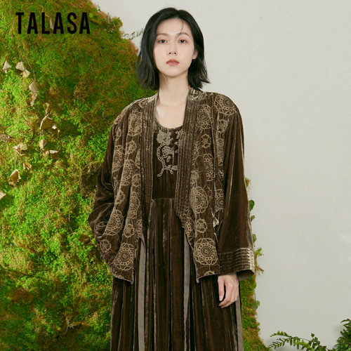 TALASA中国风丝绒刺绣设计短外套