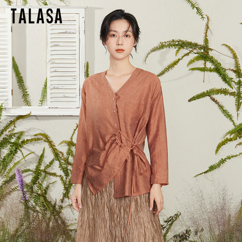 TALASA宽松设计小众抽绳衬衫时尚