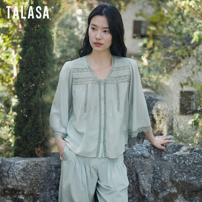 TALASA丝棉宫廷风衬衫