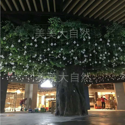 仿真榕树假榕树古树室内餐厅包柱子假树大型仿真绿植造景装饰假树
