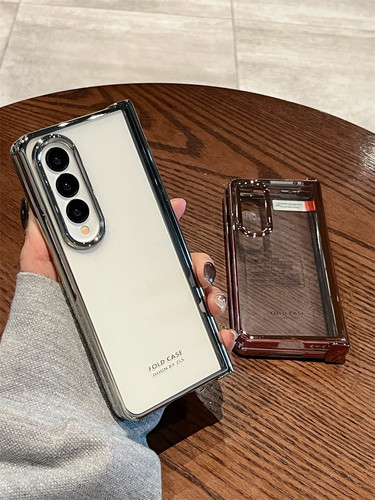 复宇 适用三星zfold4手机壳z fold3折叠屏w23心系天下全包防摔4代壳膜一体电镀透明高级超薄保护套铰链女简约