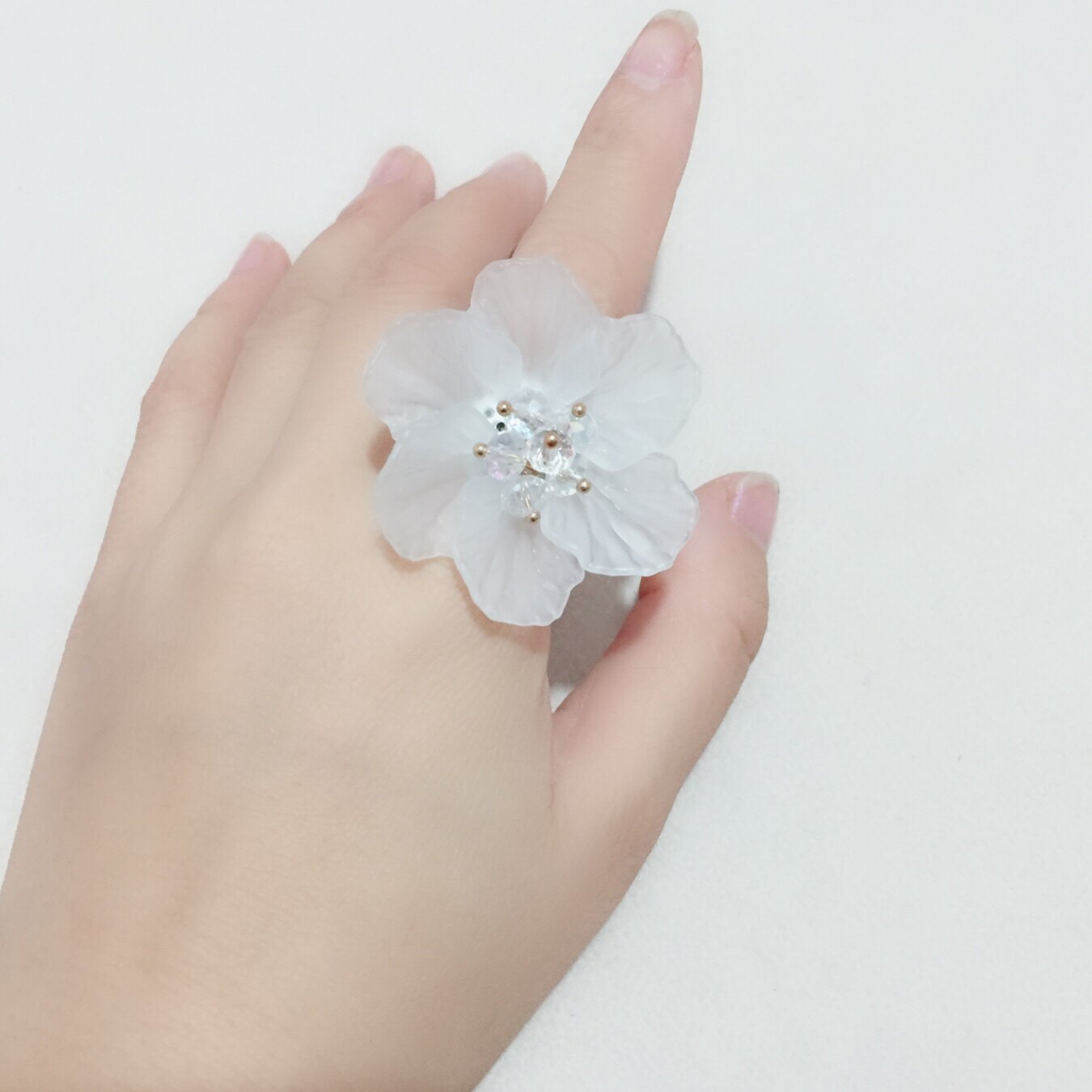 超仙花瓣水晶戒指开口食指环可调节古典唯美气质手饰品日韩版包邮