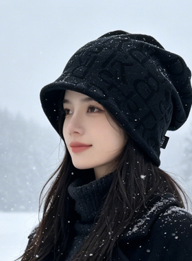 秋冬保暖堆堆帽女显脸小两用