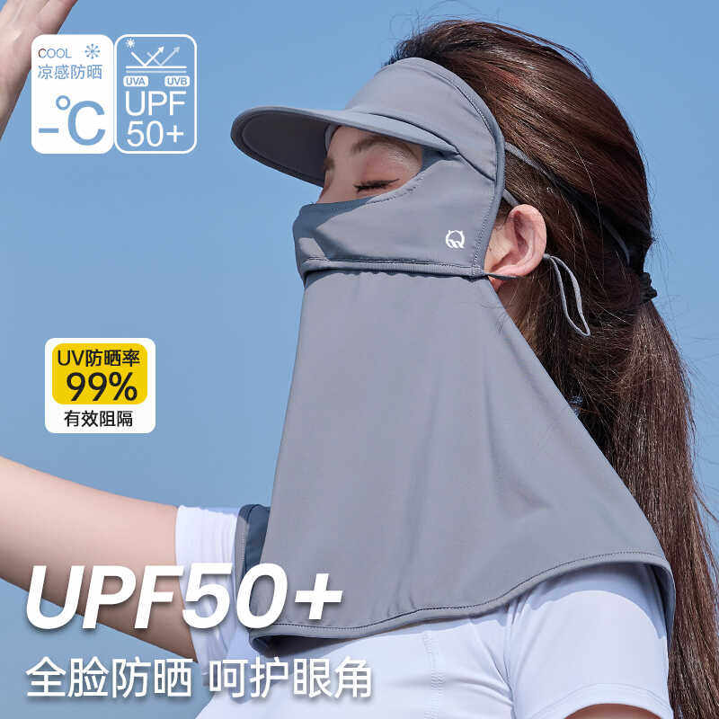 防晒面罩女夏季遮全脸护颈口罩帽一体护眼角透气防紫外线冰丝面纱