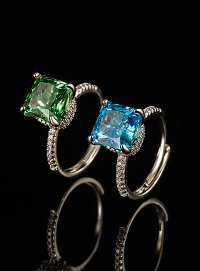 3克拉冰花切彩宝精致戒指女高级