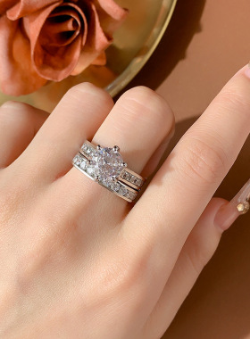 2025新品华雅超闪白色锆石戒指女