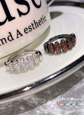 原设新品简约时尚错落镶钻指环女