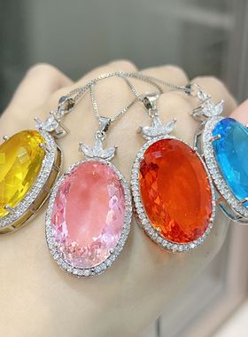 奢华女项链吊坠夸张新款高级彩宝