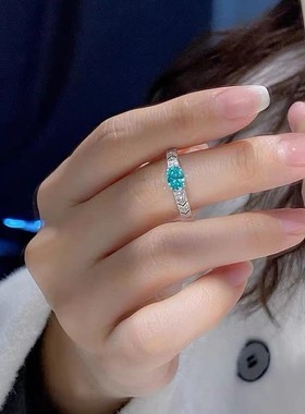 法式简约高级感精致绿钻戒指女