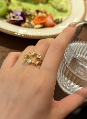 法式轻奢戒指2025新款满钻马眼戒