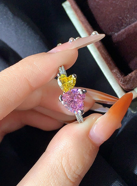 爪镶锆石女款新颖戒指水滴钻玫瑰