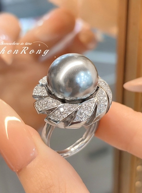 vintage中古风高级感珍珠戒指女