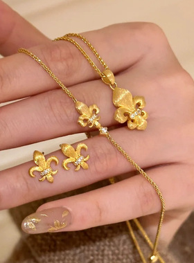 法式复古高级感拉丝鸢尾花手链女