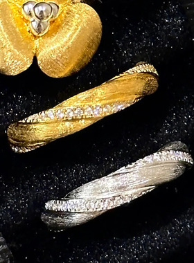 拉丝缠绕麦芽糖戒指中古轻奢高级