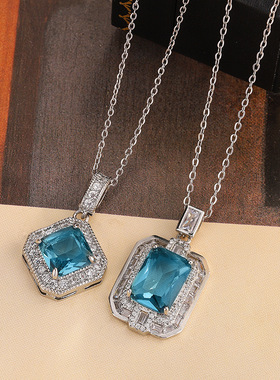 实心锆石彩色宝石吊坠男女高级感