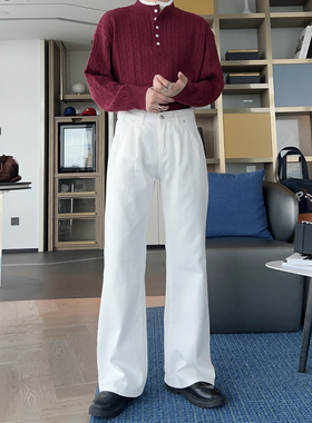 简约百搭纯棉白色微喇牛仔裤2025新款cleanfit裤子男款痞帅修身裤