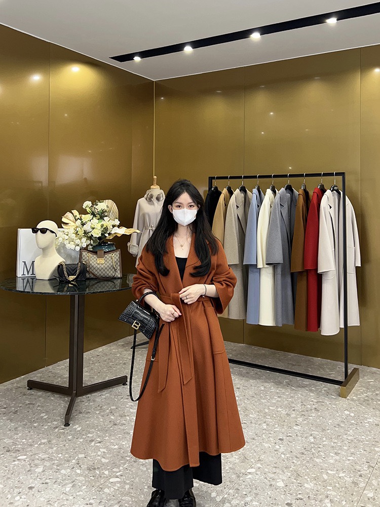 Labbro纯山羊绒水波纹大衣Ludmilla南瓜色灰色浴袍款长大衣