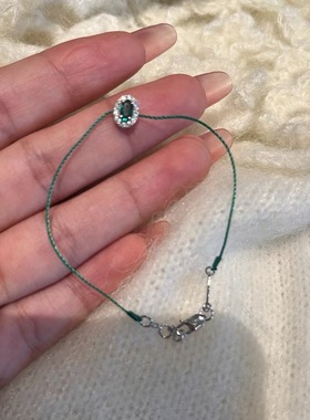 祖母绿~法国redline红绳红宝石手链女小众设计高级感手饰爆