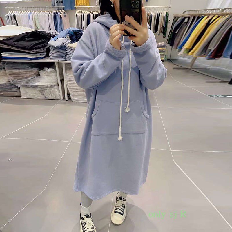 加绒连帽连衣裙卫衣女