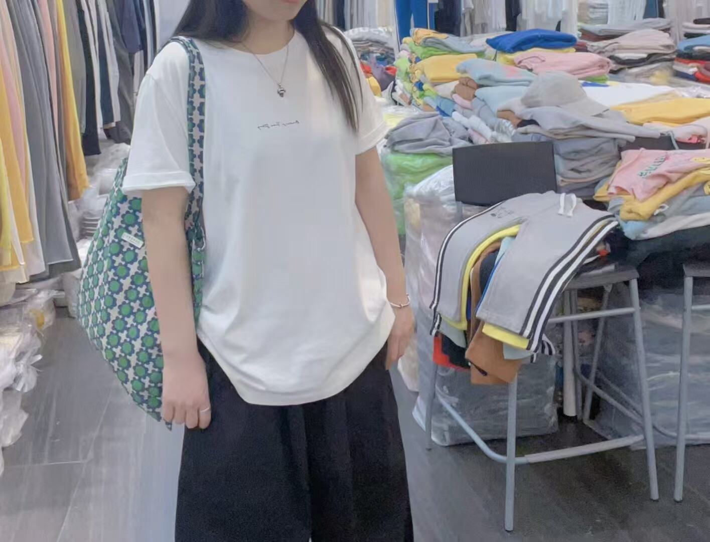 纯棉薄料白色T恤女轻薄宽松休闲大版圆领短袖S+JL studio
