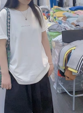 纯棉薄料白色T恤女轻薄宽松休闲大版圆领短袖S+JL studio