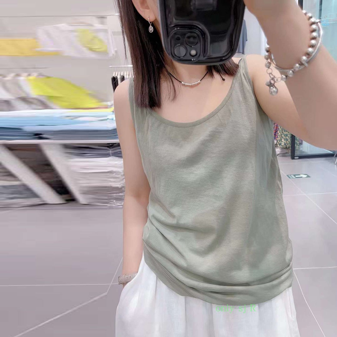 糖果色冰丝吊带背心棉料