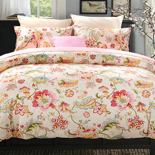 美式 220x240四件套 田园60支全棉贡缎公主粉床上用品被套200x230