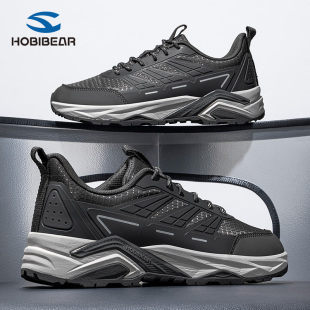HOBIBEAR品牌宽头鞋系带男鞋时尚户外宽脚运动鞋大码男士4e宽楦鞋