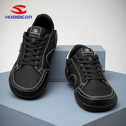 HOBIBEAR男鞋2025新款秋季网面透气零落差4E宽楦大脚骨宽头赤足鞋