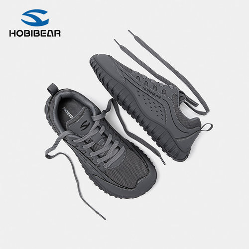 HOBIBEAR秋季男鞋男士鞋子春季薄款爸爸鞋子中老年舒宽脚适赤足鞋