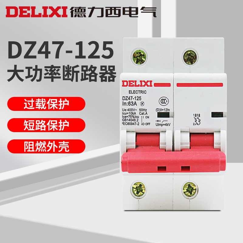德力西 DZ47-125 2P 63 80 100 125A 大电流断路器大功率空开