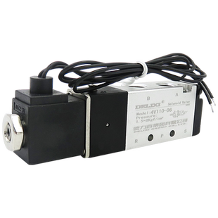 德力西4v110-06电磁阀换向DC24V气动控制阀AC220v二位五通电子阀