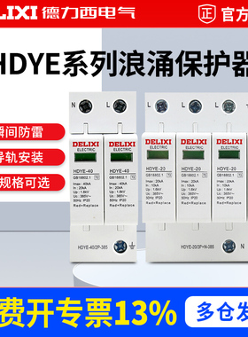 德力西家用电涌浪涌保护器HDYE-40KA 1/2/3/4P 385V避雷防雷器