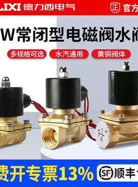 德力西电磁水阀全铜控制阀2W常开闭放水220/24v 4/6分1寸水阀开关