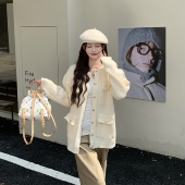 3MER哦哦三妹小香风麻花针织开衫 毛衣女2025秋冬新款 韩系慵懒外套